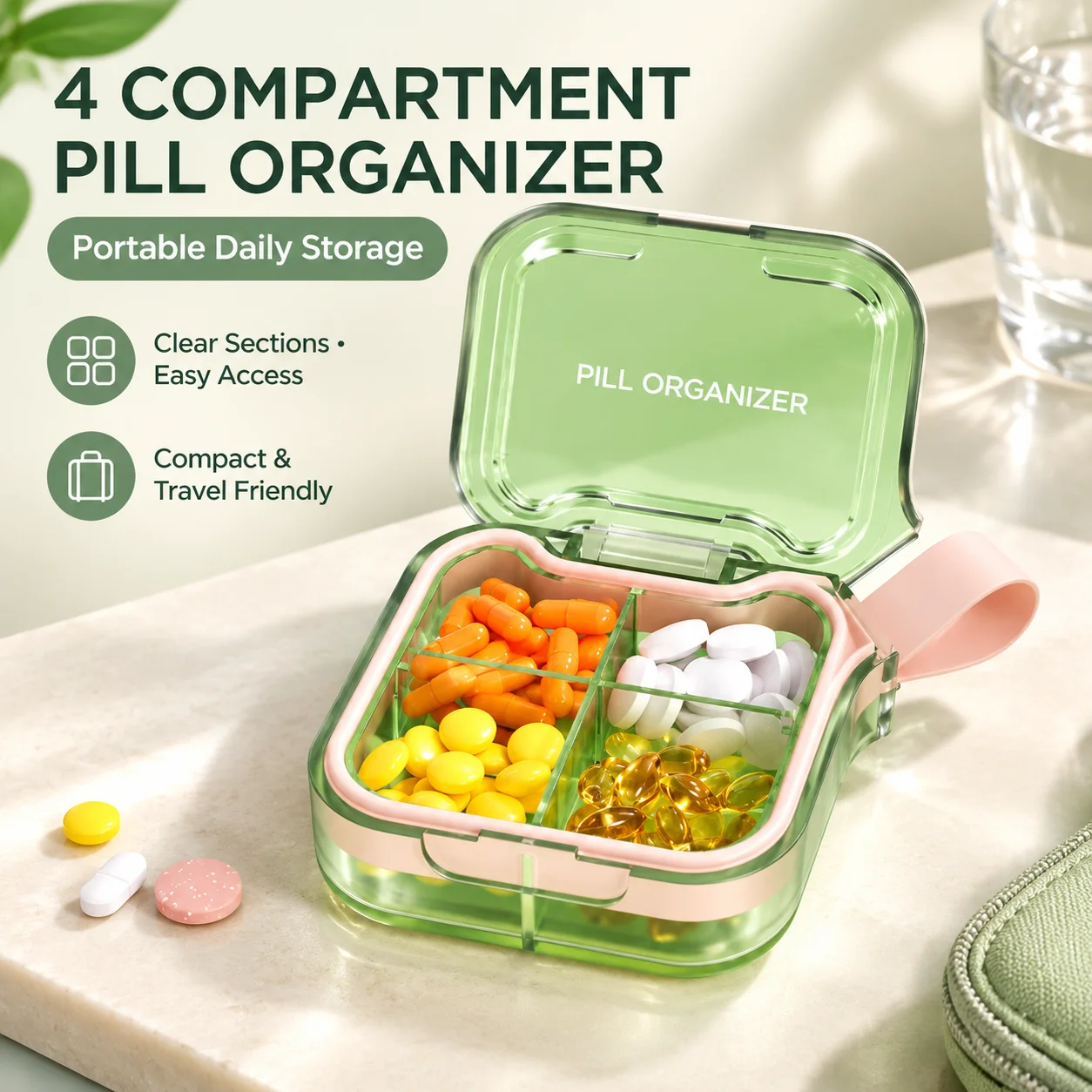 4 7 Compartment Pill Organizer Portable Mini Medicine Box Daily Three Meals Drug Storage Case For Travel Home Daily Use