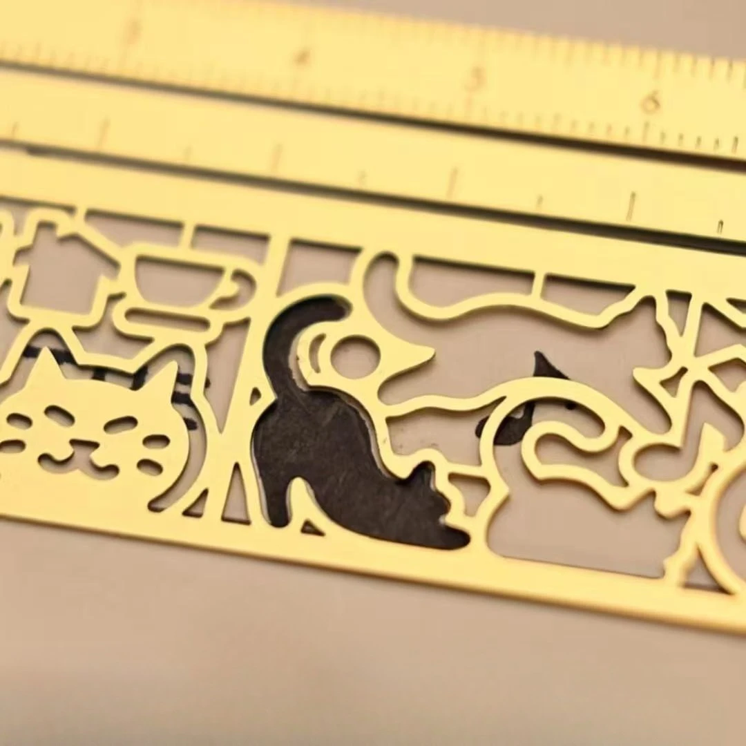 قطعة واحدة من مسطرة قالب محب القطط ثلاثة في واحد - 20+ إشارة مرجعية لتصاميم القطط اللطيفة ومسطرة مزدوجة الجوانب، هدية مثالية للمذكرات والمخطط