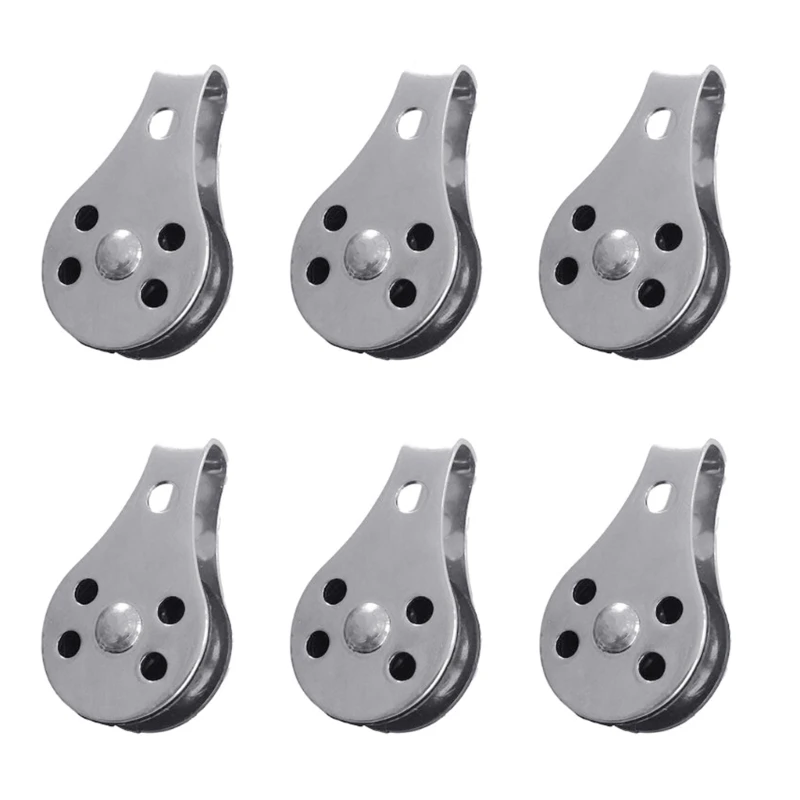 2x Stainless Steel Pulley Single Wheel Load Bearing Lifting Rope Pulley Strong Load Bearing Ability Lifting Rope