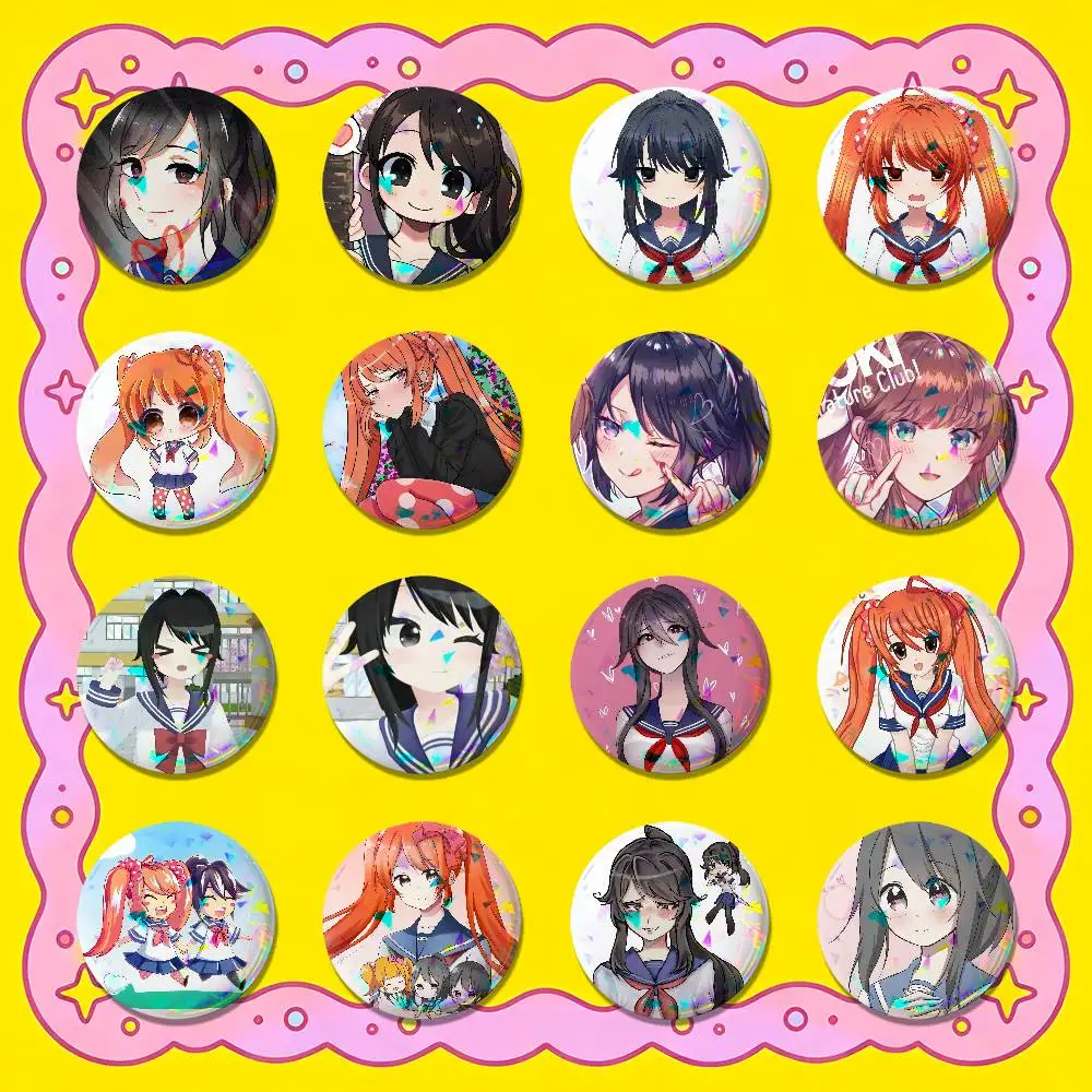 For Yandere Simulator Osana Ayano Enamel Pin Badge Round Metal Button Brooch Gift 58mm Custom Hat Ita Bag Pins
