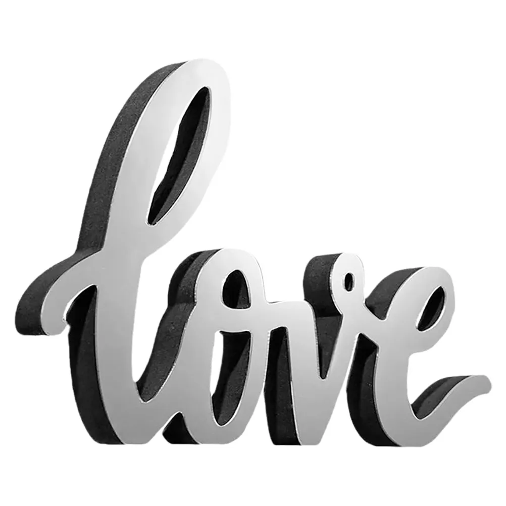 Love Letter Desk Ornament Acrylic Mirror Surface Plaque Minimalist Artistic Decor for Desktop Home Office Workspace Decoration