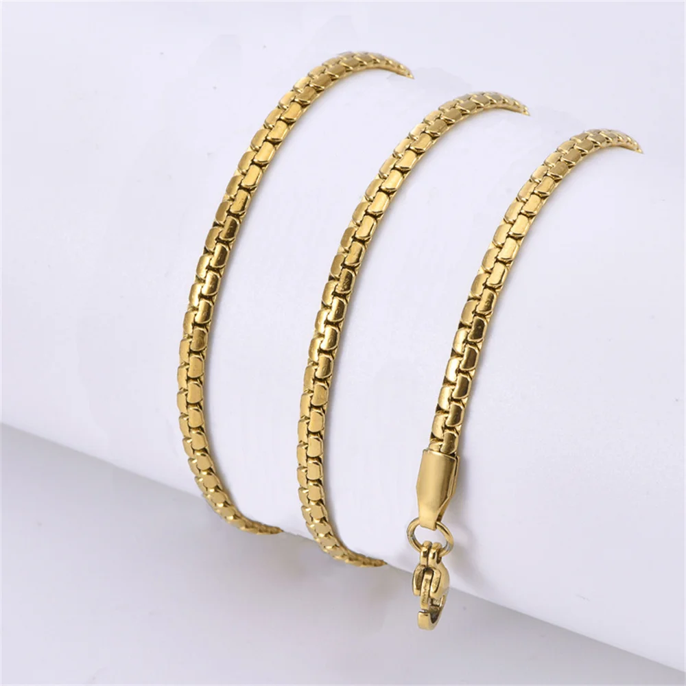 Punk 3mm Flache Schlange Ketten Weibliche Gold Silber Farbe Edelstahl Kette Link Halsketten für Frauen Vintage Party Schmuck geschenk