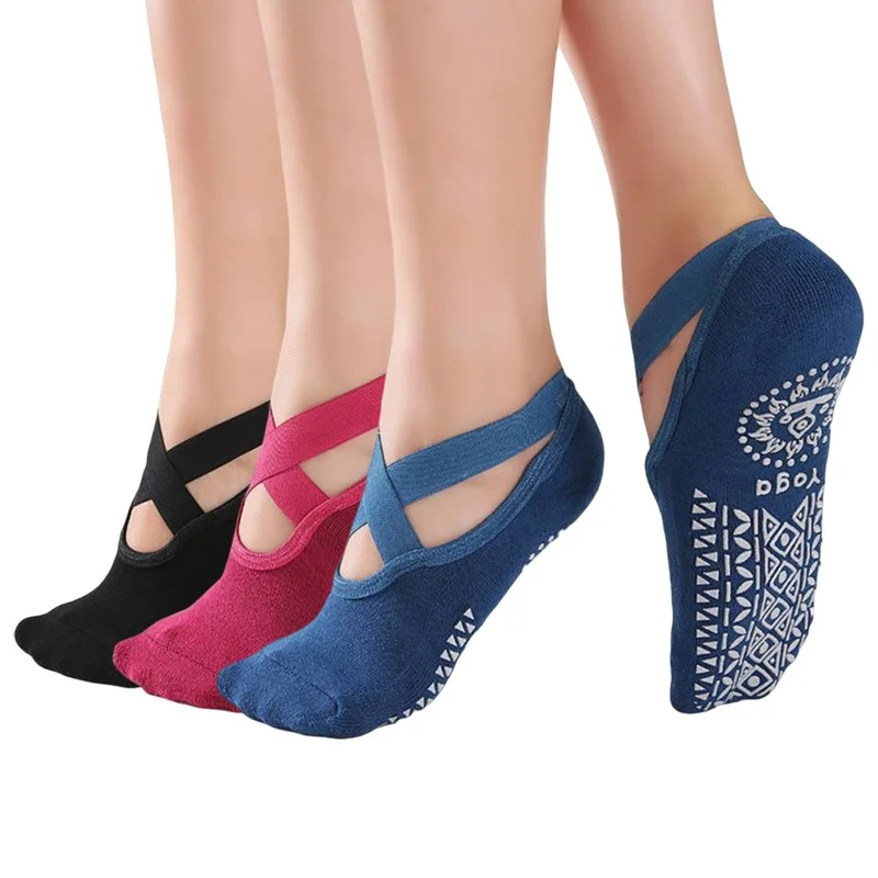 3Pairs/1 paar Frauen Pilates Socken Anti-Slip Atmungsaktive Bandage Yoga Socken Knöchel Damen Ballett Tanz Sport socken für Fitness Gym