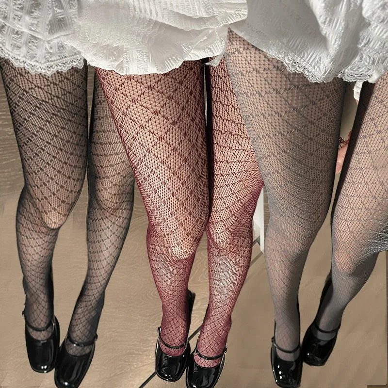 Rhombus Fishnet Tights Women Elastic Nylon Mesh Tights Beautify Legs Fishnet Body Stockings Ins Style Sexy Lolita Pantyhose