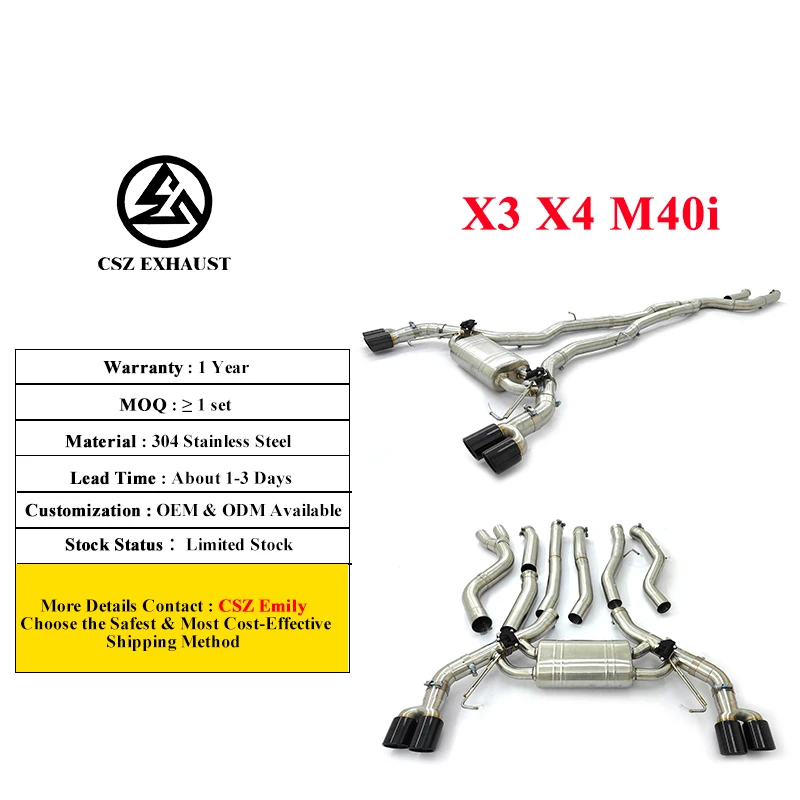 X3 M40i G01 Exhaust Valvetronic CSZ Muffler Catback Exhaust for BMW X3 X4 G01 G02 M40i B58 3.0T Remote Control Fast Shipping