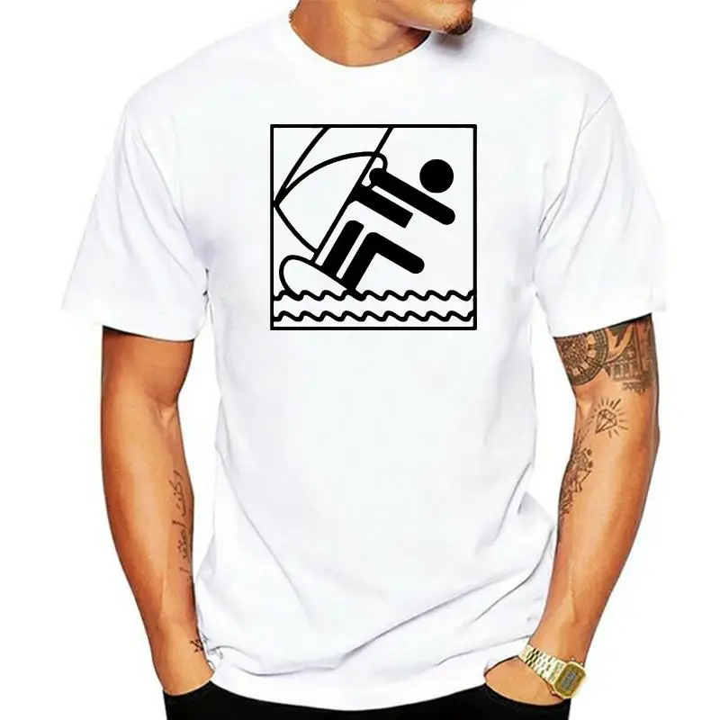 Mens Unisex T-Shirt Windsurfing Pictogram Wind Surfing Surfboard Surf Board