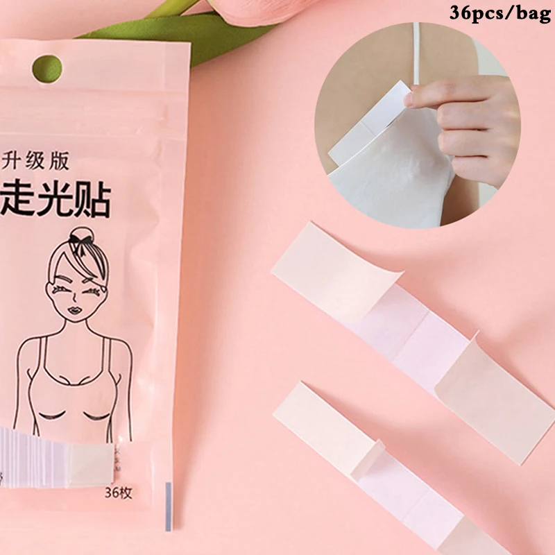 36Pcs Self-Adhesive Double Sided Bra Clothes Dress Shirt Secret Sticker Clear Lingerie Tape Anti-naked Invisible Chest Patch