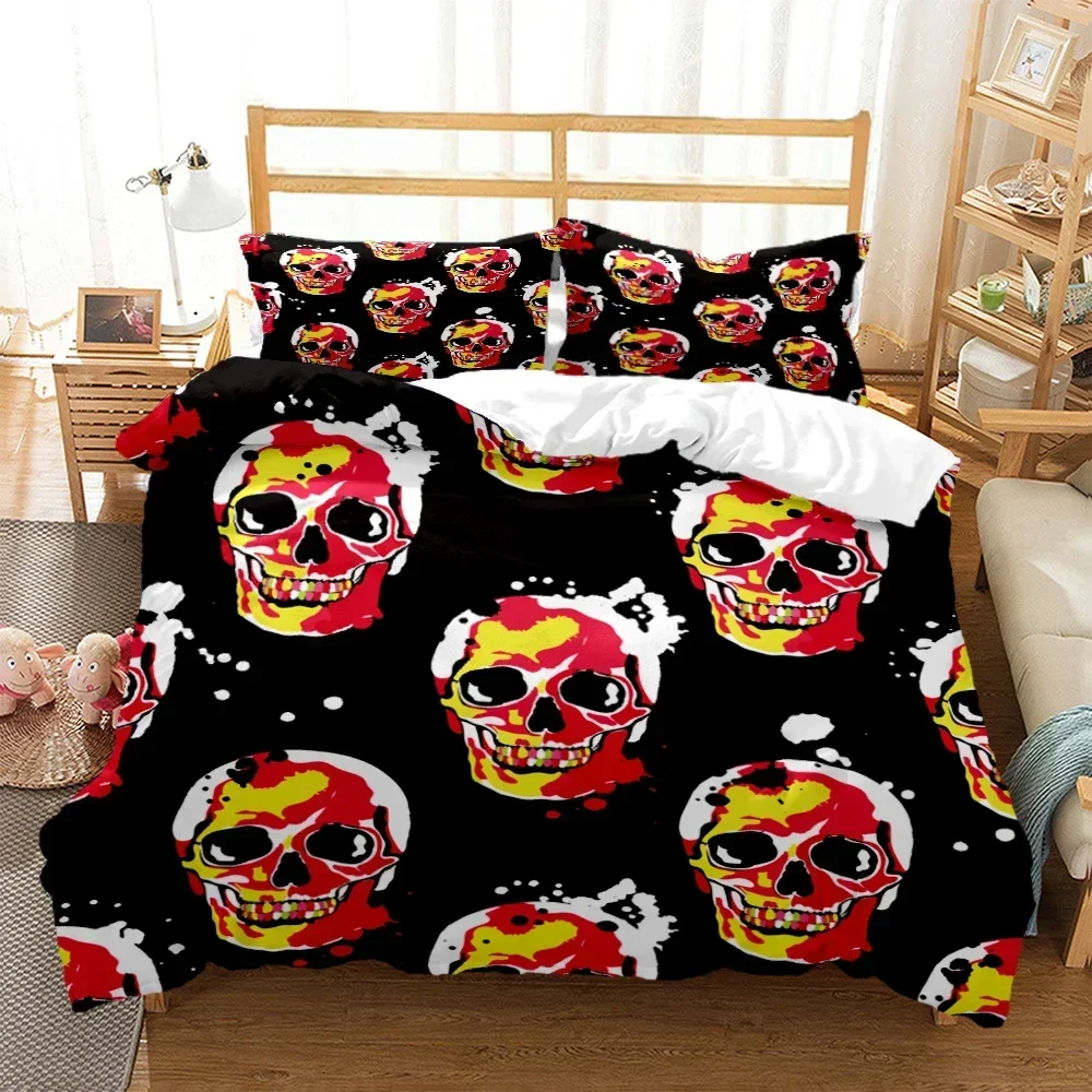 

3D Print Mysterious Colored Skeleton Comfortable Duvet Cover Pillowcase Bedding Set Children Bedroom Decoration Home Textile