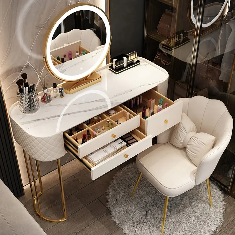 

Women White Makeup Vanity Table Drawer Mirror Makeup Table Dresser Stand Storage Cabinet Meuble Coiffeuse Bedroom Furniture