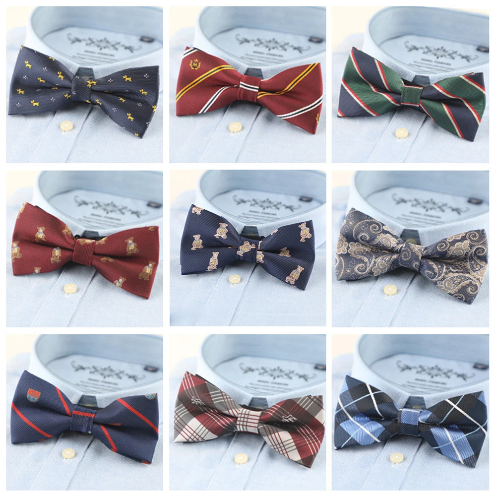 Classic Men Bow Ties Fashion Polyester Bowtie Woven Dot Checked Stripped Butterfly Wedding Mens Formal Butterfly