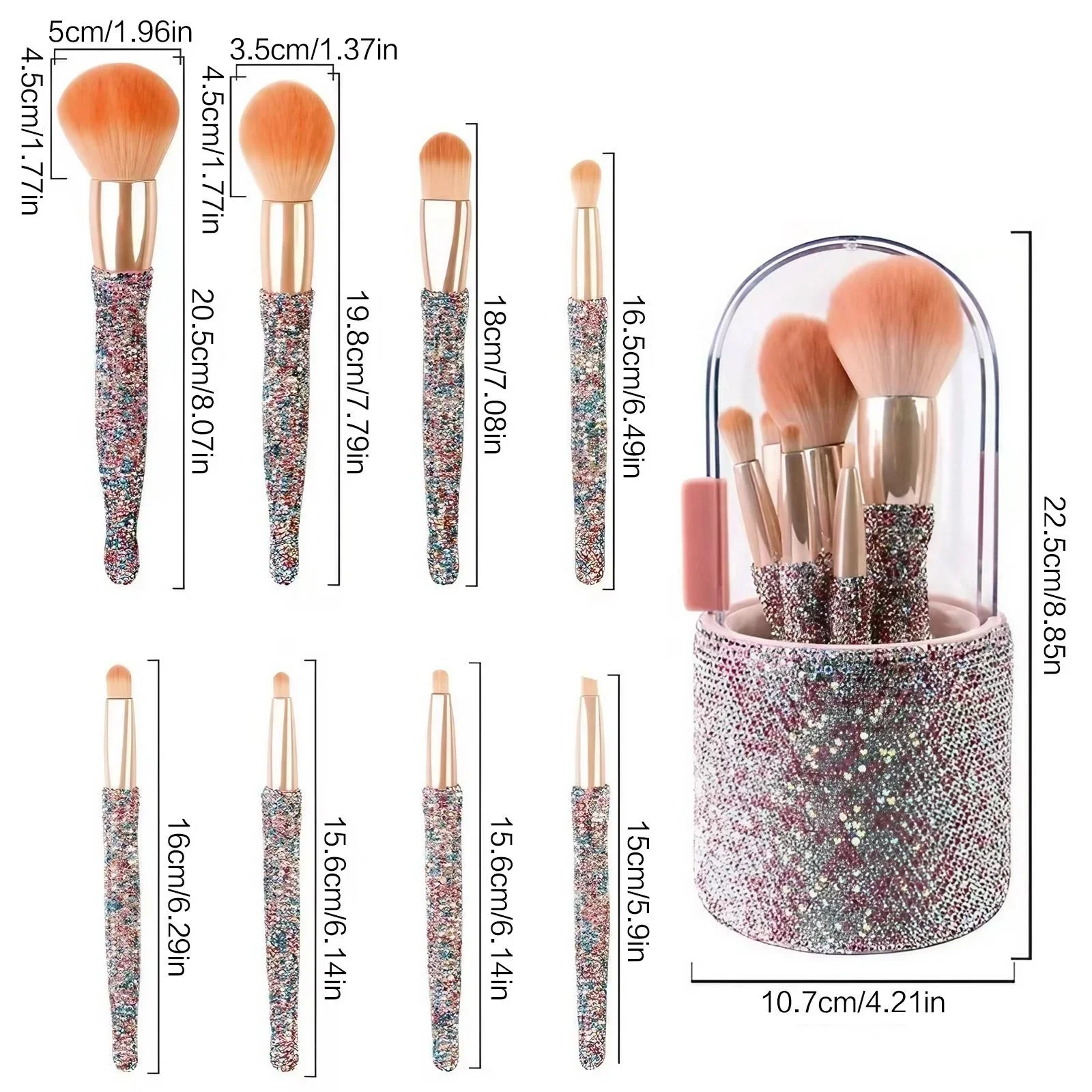 Premium 8 Piece Makeup Brush Set Synthetic Bristle Powder Concealer Eye Shadow Cosmetic Brushes Tools
