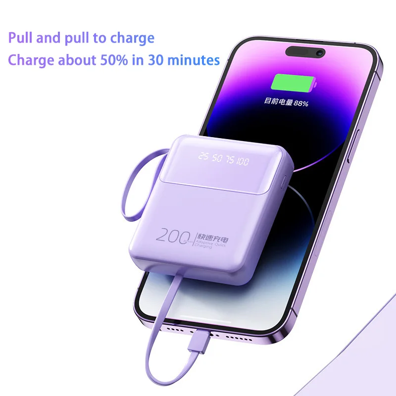 Xiaomi Mini 30000mah Power Bank Super Fast Charging Comes Built-in Cable Led Digital Screen Compact Portable Universal Powerbank