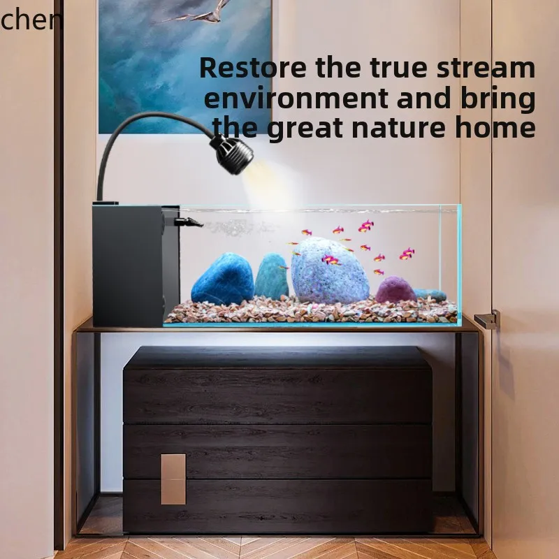 desktop stream tank landscaping ultra-white glass side filter living room small water purification circulation three-in-one