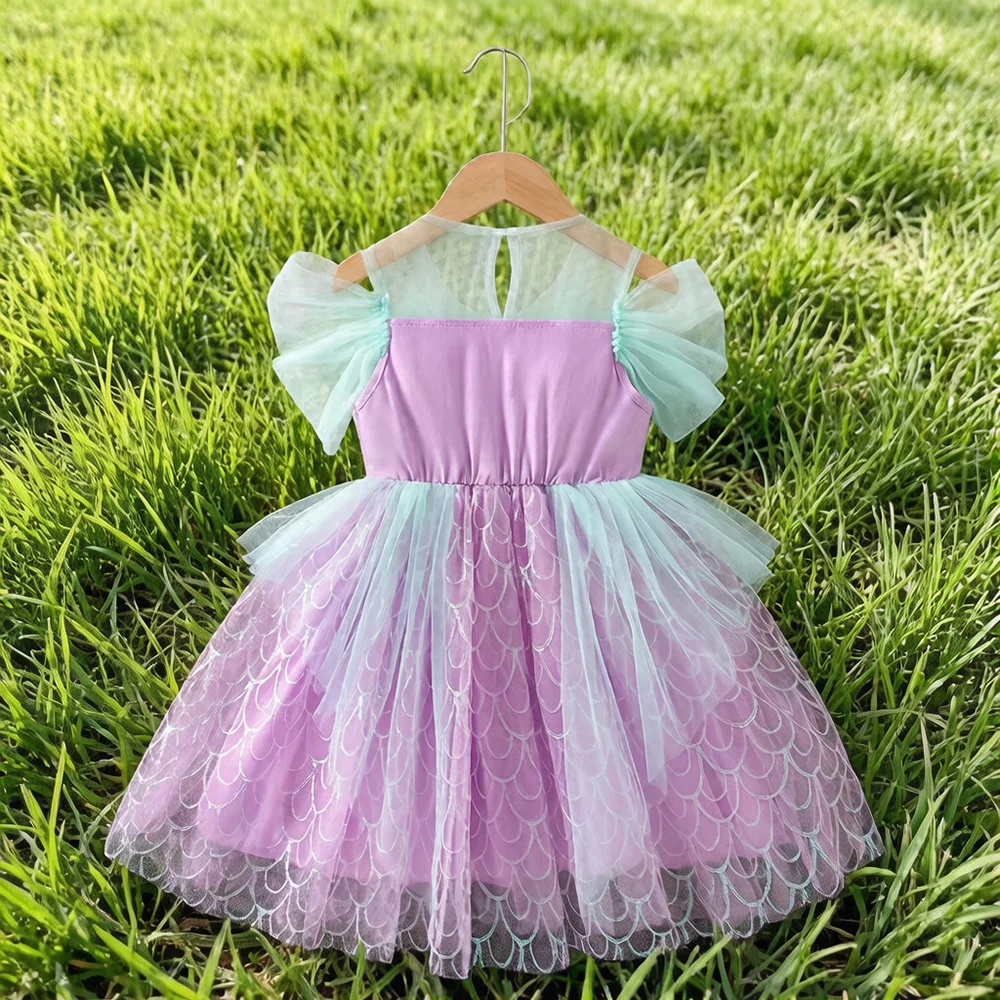 Little Mermaid Sequined Costume - Girls' Princess Dress for Halloween Cosplay Dress & Birthday Party 3