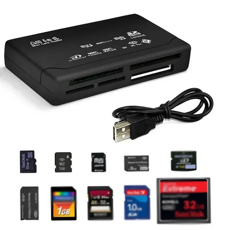 Adaptateur de carte mémoire USB 2.0, lecteur TF CF XD MS MMC, prend en charge le boîtier 98/ 98SE/proche