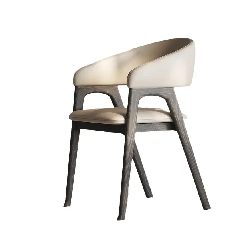 

Minimalist island, high-end dining table and chairs, Italian style with armchairs, solid wood leather dining chair