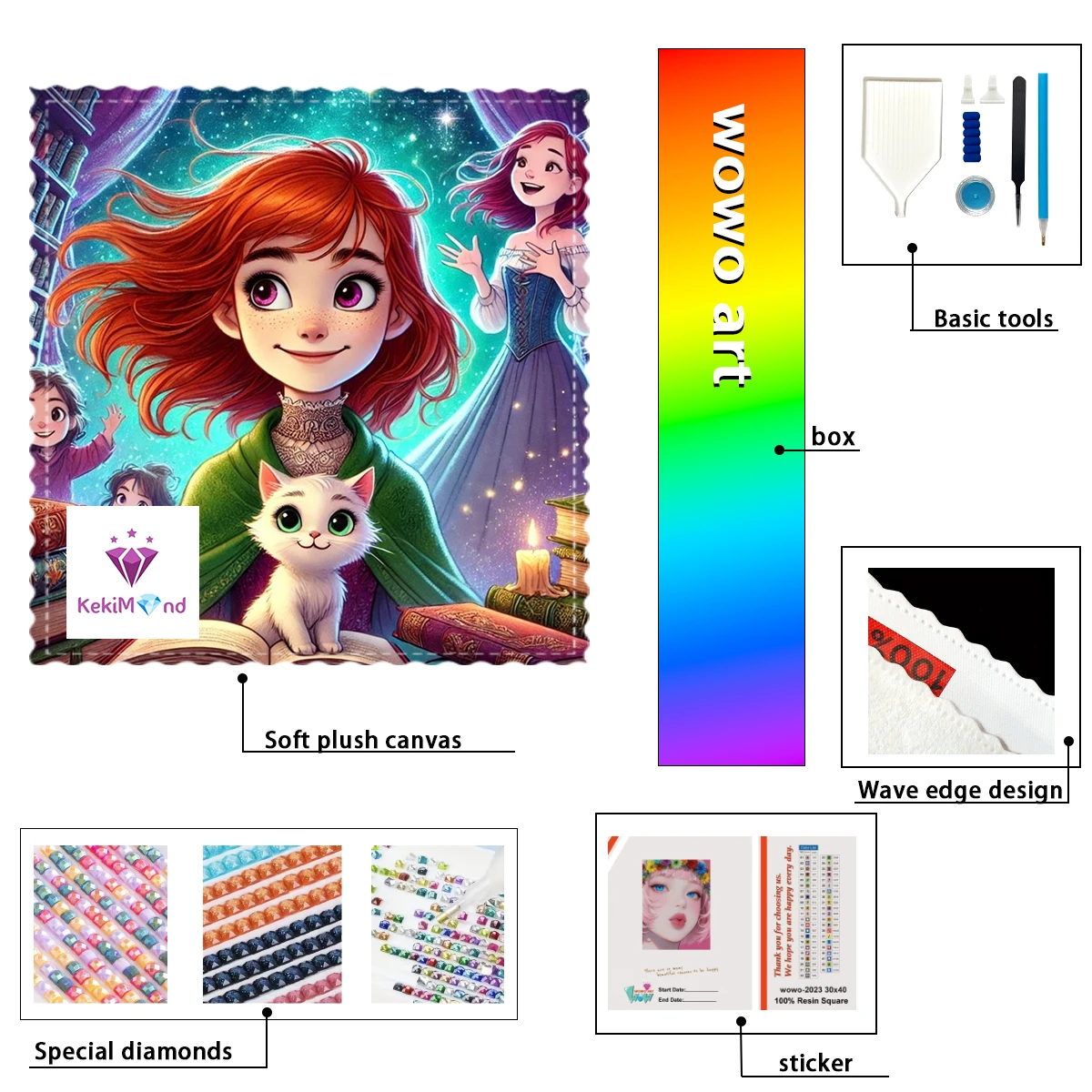 

【kekim_ Diamond Art】The girl and her white cat 100% resin FD+ab+CR Diamond Stamping Kit Perfect Masterpiece worth Buying