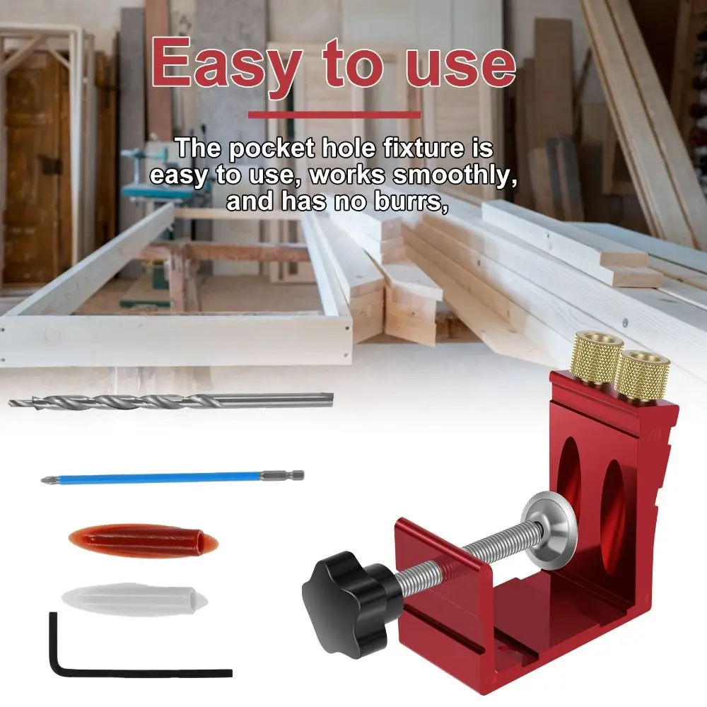 

Adjustable Pocket Hole Jig 15 Degree Angle Pocket Dowel Joint Locator Inclined Hole Drill Punch Woodworking Guides