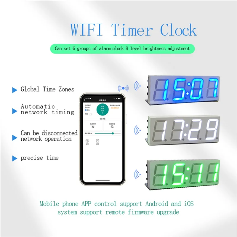 3X Wifi Time Service Clock Module Automatic Clock DIY Digital Electronic Clock Wireless Network Time Service White-Y05A