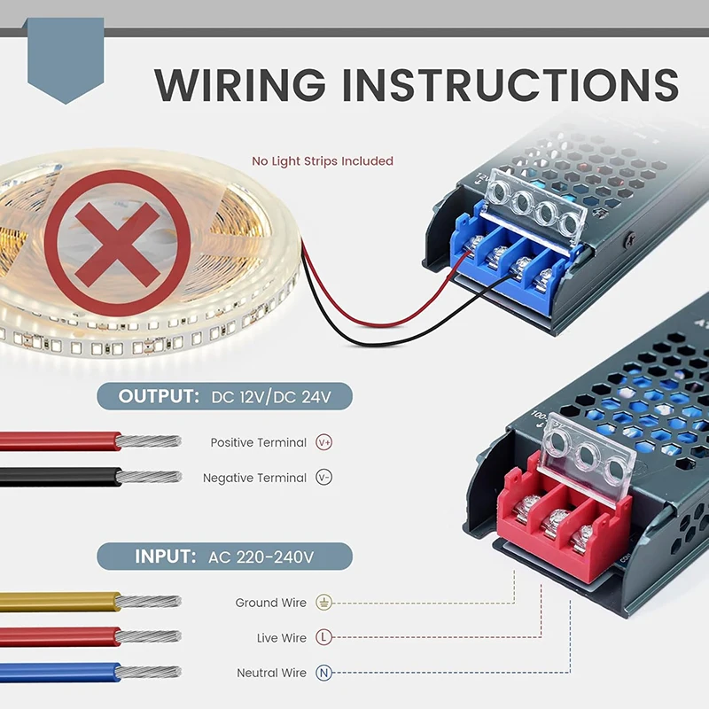 LED امدادات الطاقة التيار المتناوب 220 فولت إلى تيار مستمر 12 فولت 24 فولت LED سائق الإضاءة محول 12 فولت 24 فولت 60 واط 100 واط 150 واط 200 واط 300 واط 400 واط لأضواء قطاع LED #5