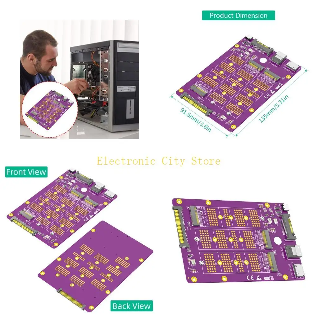

3 in 1 Solid Disk to 8611 8654 U.2 8639 Interfaces Adapter Board for Efficient PC Connection HU8D