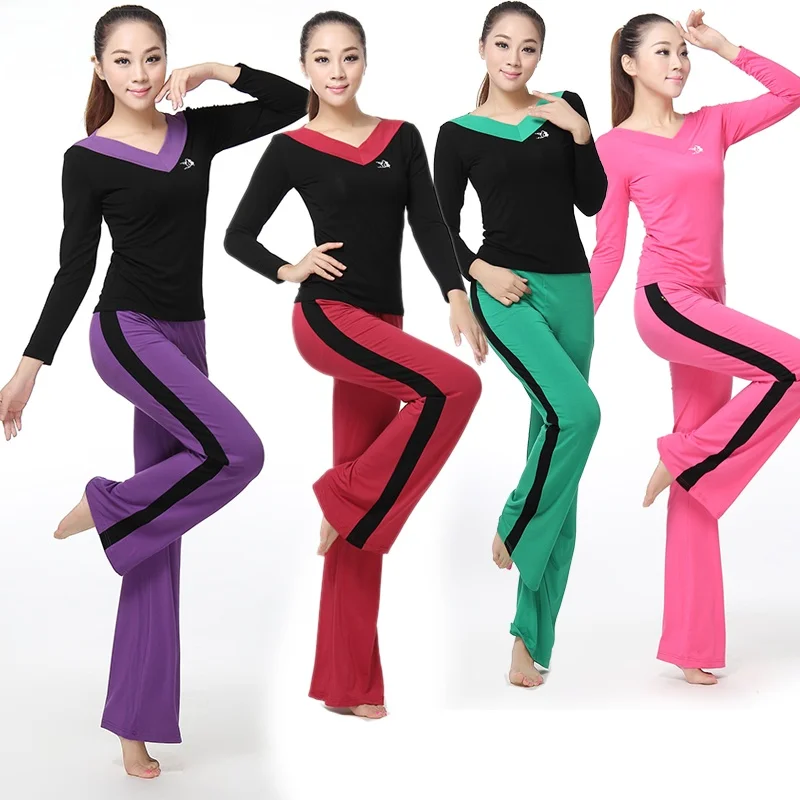long-sleeve-dance-fitness-sports-wear-women's-square-dance-outfit-set-middle-aged-and-elderly-exercise-clothes-modal-fabric