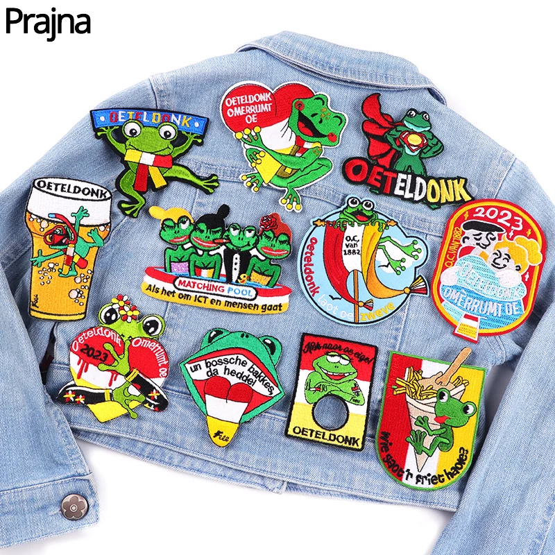 Герб «Нидерланды» Oeteldonk, нашивка с вышивкой, коварка, карнавал для Нидерленда, железные нашивки для одежды, нашивки с лягушкой на одежде
