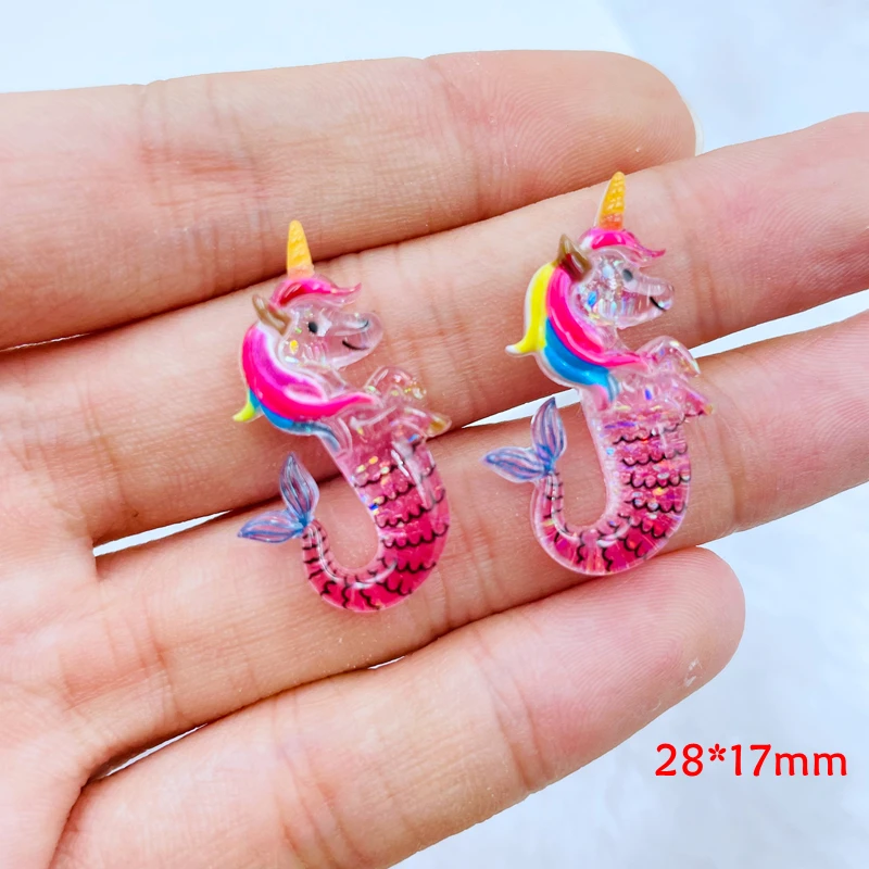 10 Pcs New Cute Resin Mini Cartoon Unicorn Flat Back Cabochon Scrapbook Kawaii DIY Embellishments Charm Decorate Accessories C54