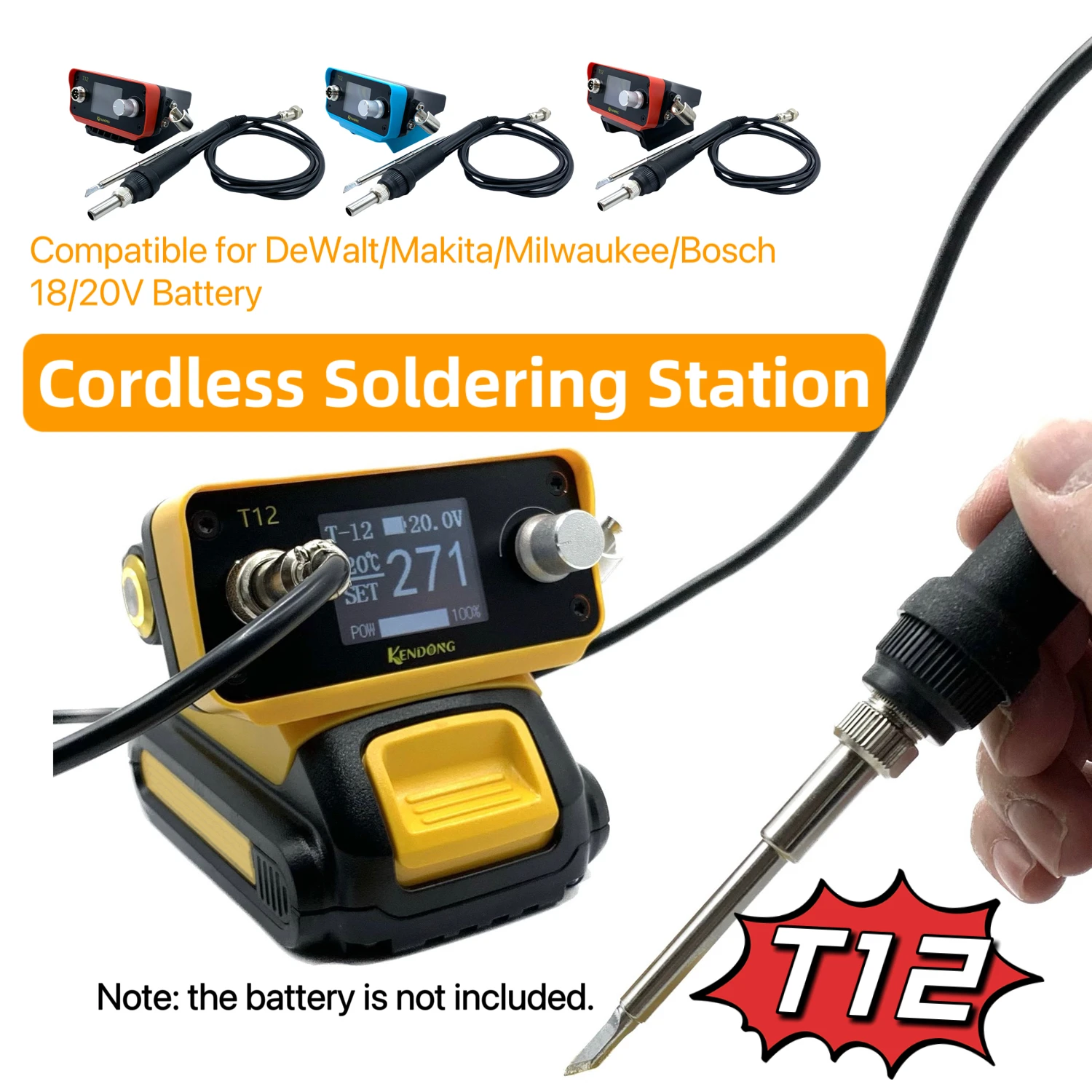 70w T12 Cordless Soldering Station Solder Iron For Dewalt/makita/milwaukee/bosch Battery 20v Li-ion Battery For Diy Repair