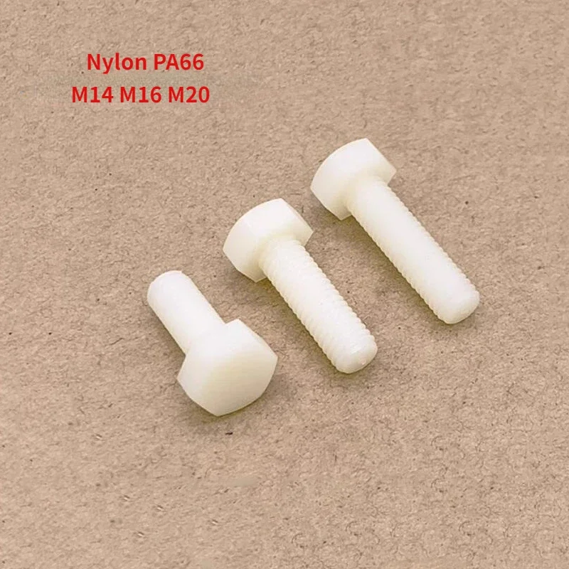 

5/10PCS White Nylon PA66 Outer Hexagonal Screw Bolt DIN933 Plastic Insulated Screw M14 M16 M20