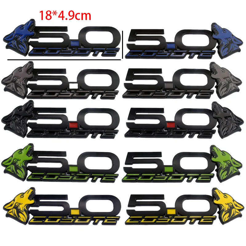 1 زوج سيارة معدنية 5.0 ذئب ماخ شارة شعار شعار الشارات ملصق لفورد موستانج الظلام الحصان شيلبي GT GT350 GT500 اكسسوارات #2