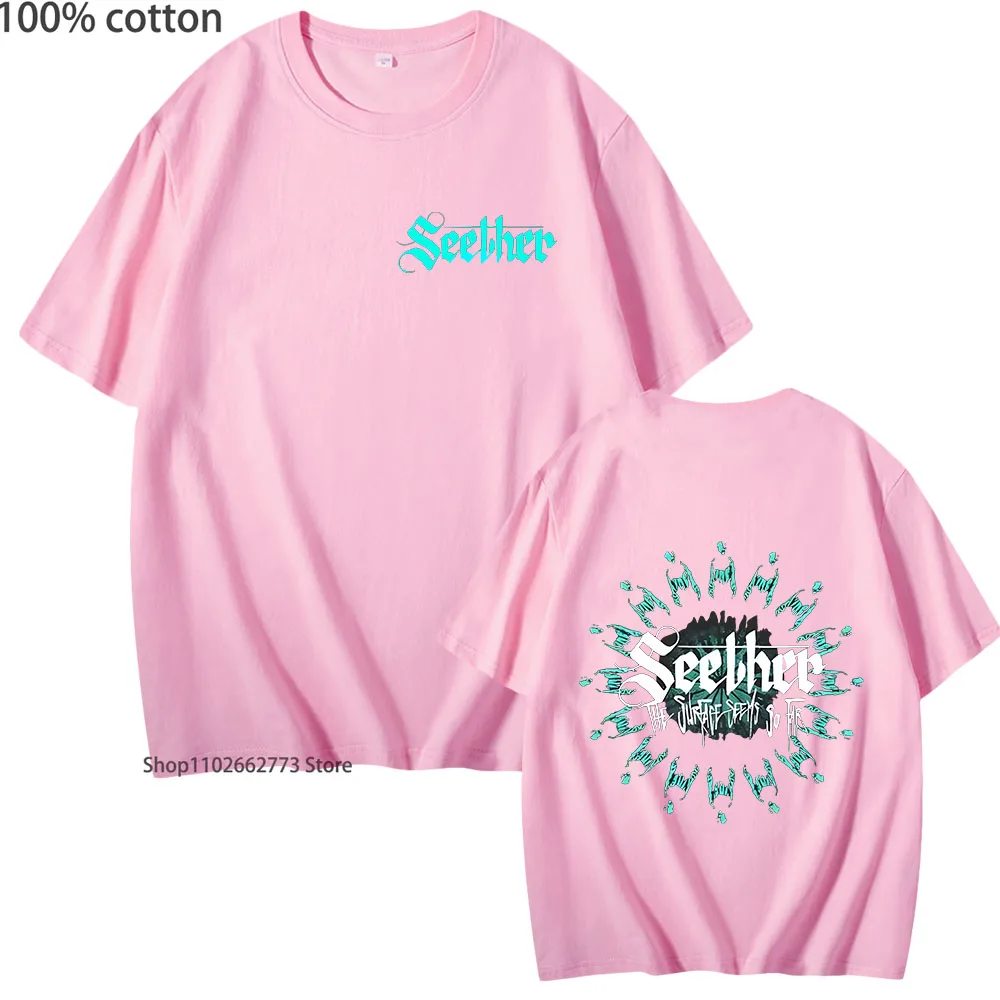 تي شيرت The Surface يبدو بعيدًا تي شيرت Seether Rock Band Printe تي شيرت 100% قطن صيفي للرجال والنساء تي شيرت 2025 ملابس للرجال والنساء