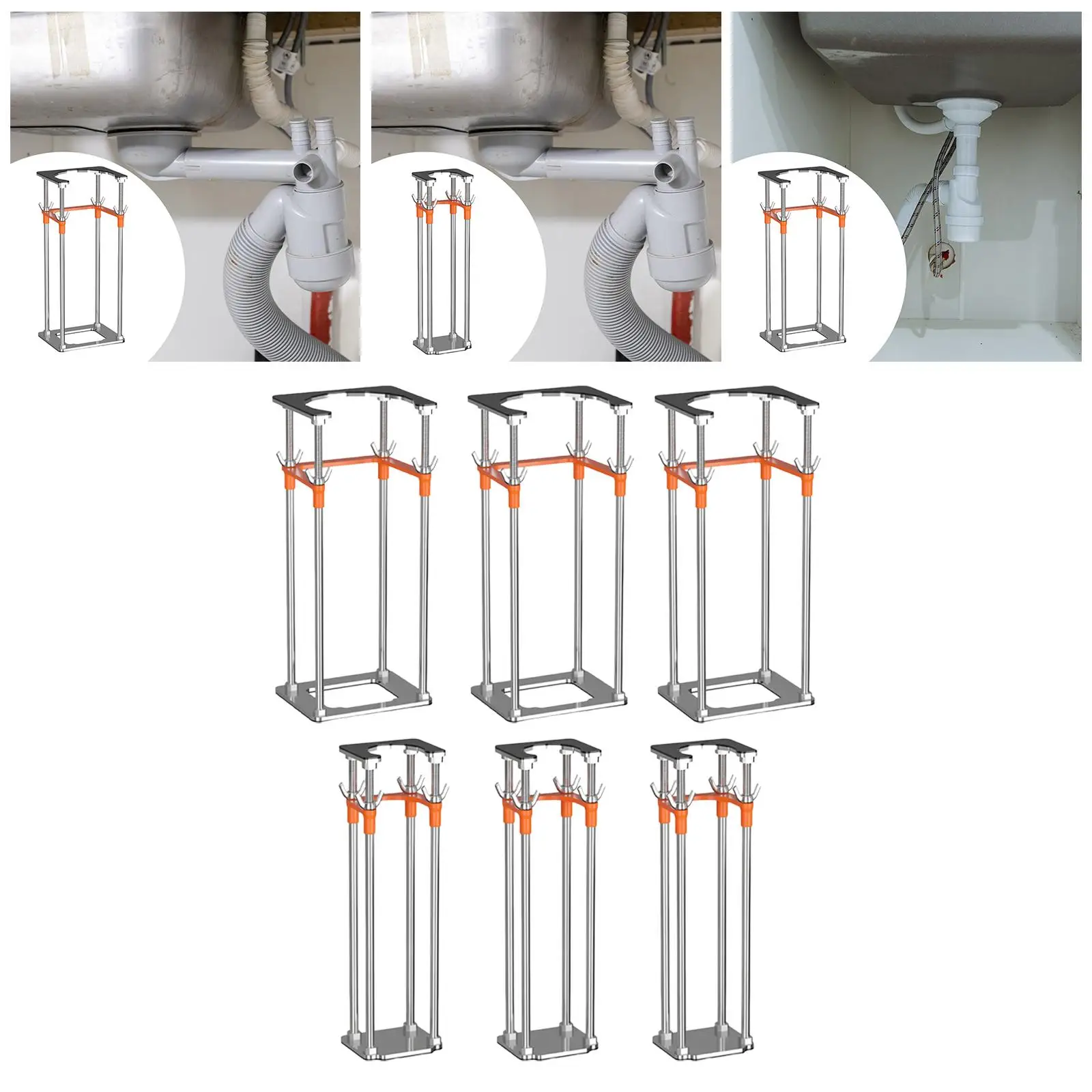 Adjustable Height Under Sink Bracket Support Heavy Duty Legs for Installing Kitchen or Bathroom Wash Basins