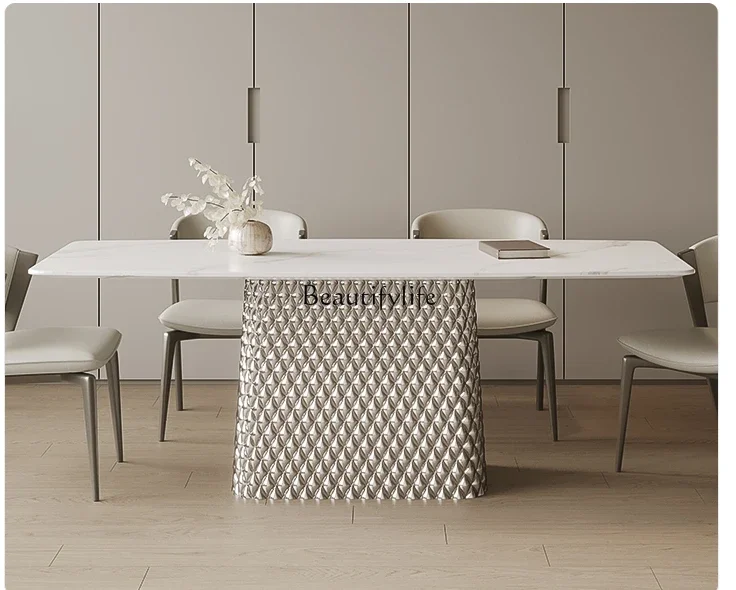 X4 New Rock Plain Italian Minimalist Light Luxury Stone Plate Dining Table Modern Minimalist High-End Home