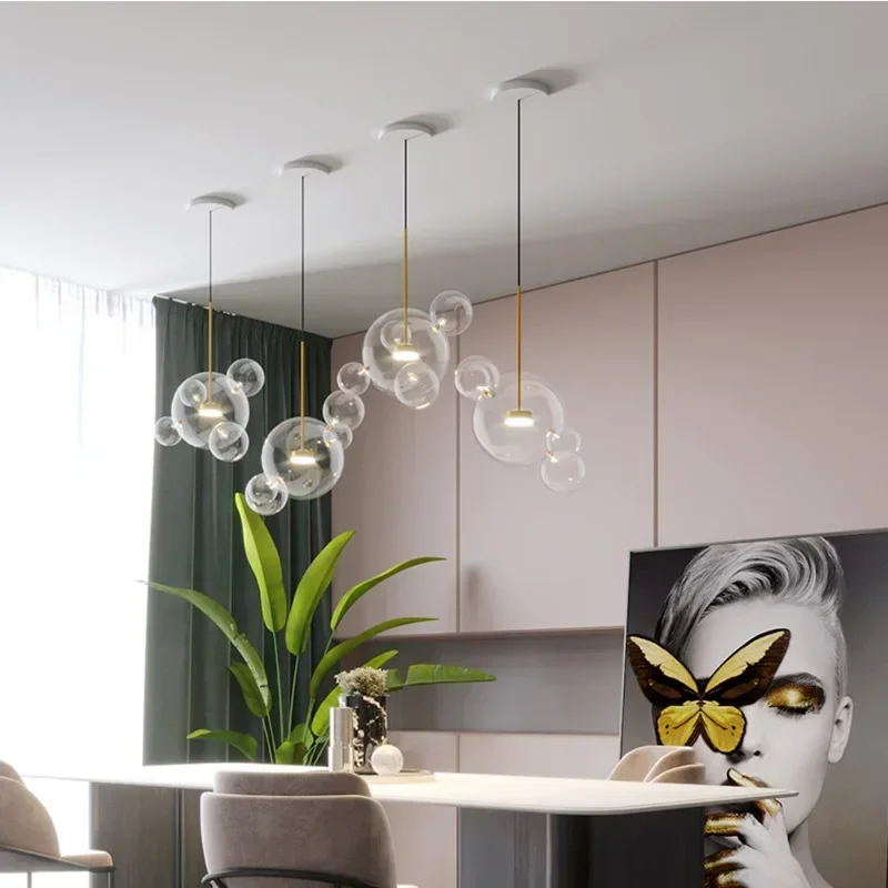 

Modern Luxury Glass Bubble Chandelier LED Ceiling Light with Crysta Balls for Living Dining Room Bedroom Hotel Villa Decor
