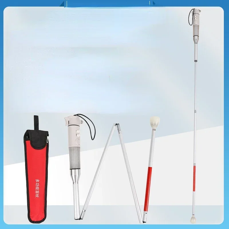 Foldable Blind Cane with Alarm and Safety Hammer,MultiFunctional Electronic Crutches for Enhanced Safety AcoustoOptic Smart Cane