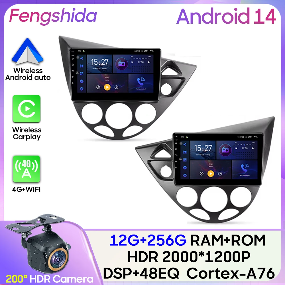 

Car Radio Carplay For Ford Focus 1 LHD RHD 1998 - 2005 Multimedia Player GPS Navigation Android Auto 5G Wifi Screen No 2din BT