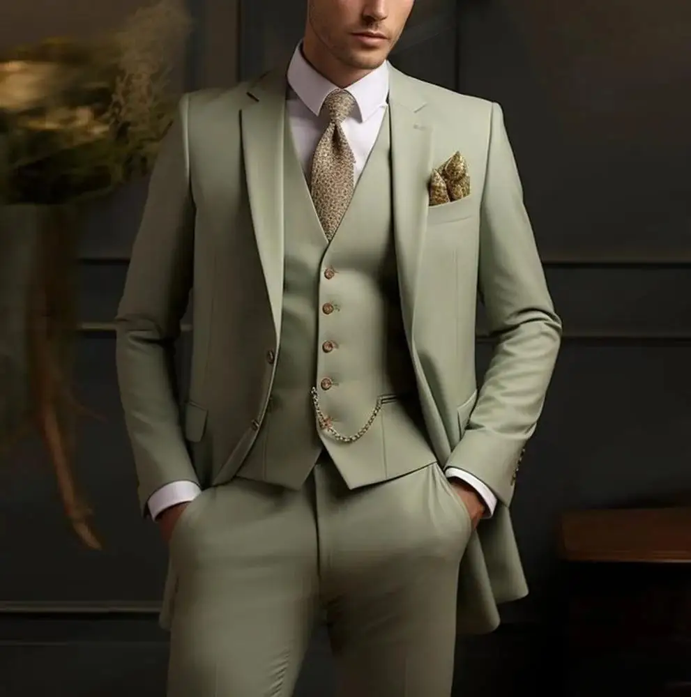 Ensemble de costume trois pièces élégant pour homme : veste, gilet et pantalon – Style britannique h