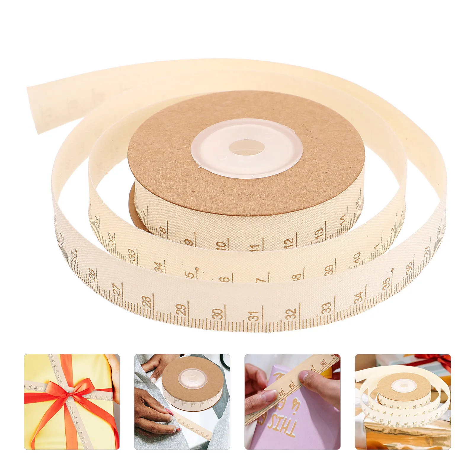 

2 Rolls 11 Yard Ruler Cotton Ribbon Measuring Tape for Crafts Decorative Marked Cotton Tape Ideal for DIY Handmade Gift