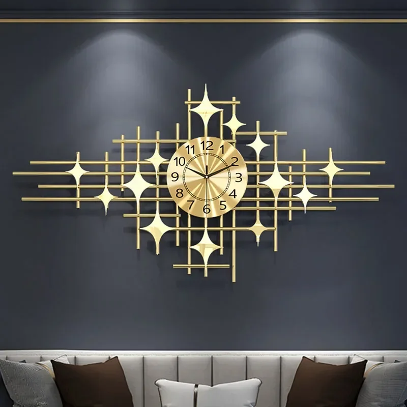 

Designer Long Big Size Wall Clock Unique Gold Bedrooms Fashion Upscale Watch Personalized New Reloj De Pared Home Decor