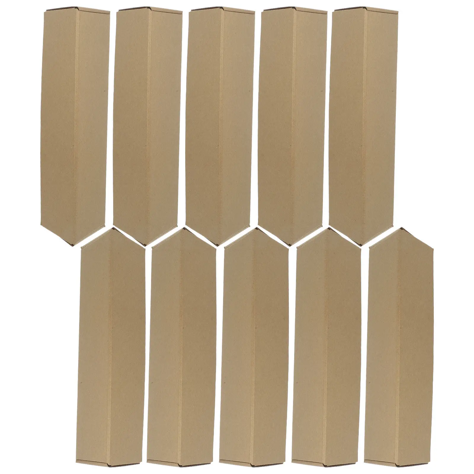 

10Pcs Paper Storage Tube Wine Packaging Box for Prints and Drawings Mailing with Sturdy Triangle Kraft Design Mailing Tubes