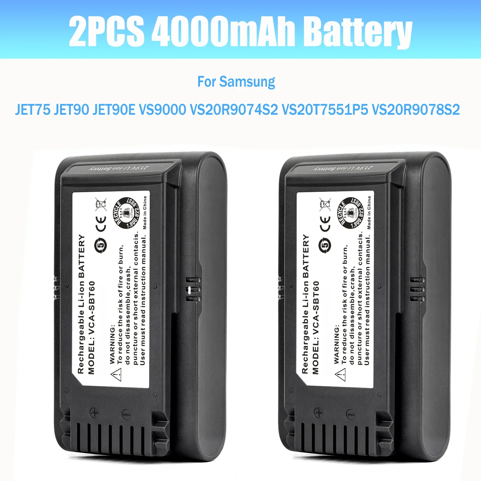 Hoge Capaciteit 5000mAh VCA-SBT90 Stofzuiger Batterij voor Samsung JET75 JET90 JET90E VS9000 VS20R9074S2 VS20T7551P5 VS20R9078S2