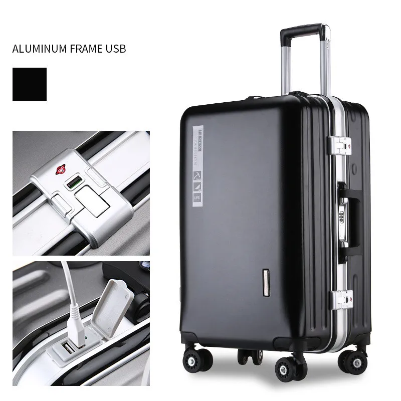 New GL Trolley Case Female Suitcase Wheels Boarding Students Korean Version of the Suitcases Male Aluminium Frame Luggage