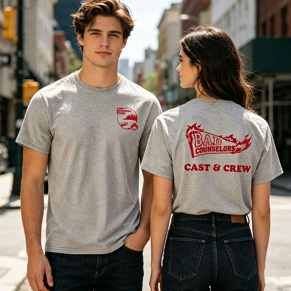 Double Sided Cast & Crew Shirt Film Design Bad Counselors Tees Summer Soft Cotton Unisex Streetwear Graphic Merch Short Sleeve