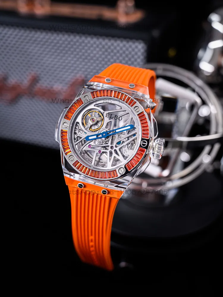712 Shopping Mall Same Watch Men's and Women's Rainbow Automatic Mechanical Hollow Trend Waterproof Watch