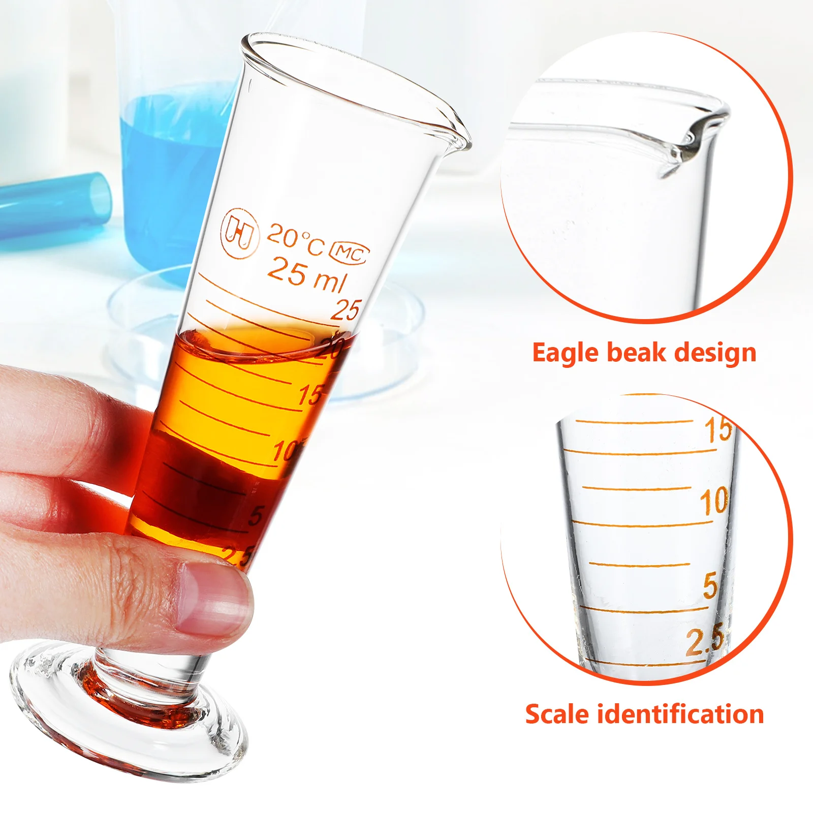 

Glass Measuring Cup 25ml Small Graduated Cylinder Accurate Liquid Measure Cup Laboratory Beaker Measuring Tool