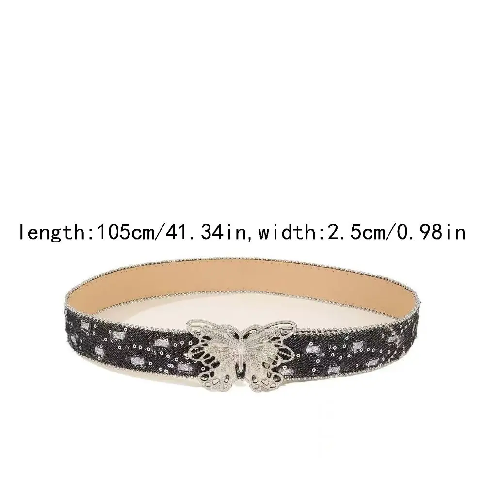 الحلو فراشة مشبك حزام الخصر حجر الراين مشبك معدني Y2k حزام الجينز السراويل خمر حزام الخصر المرأة الزخرفية يوميا #6