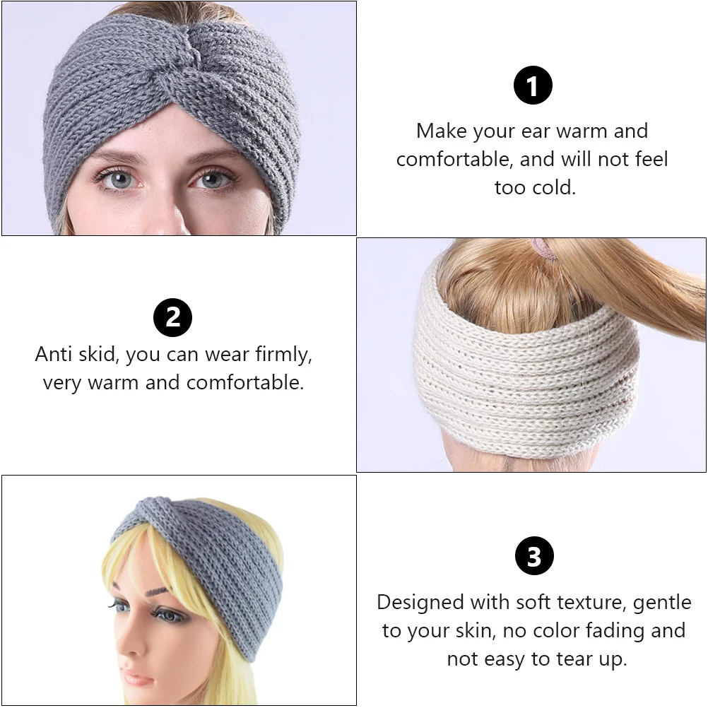 

4pcs Woven Hairband Warm Knitted Headband Soft Texture Anti-Skid Breathable For Winter Outdoor Travel Camping Hiking Riding