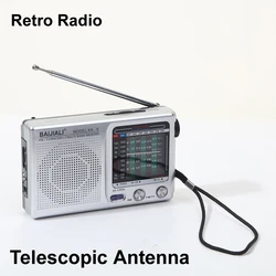 Portable Retro Emergency Pocket Radio Telescopic Antenna Full Band Handheld Weather Radio SW AM FM Battery Powered Speaker Elder