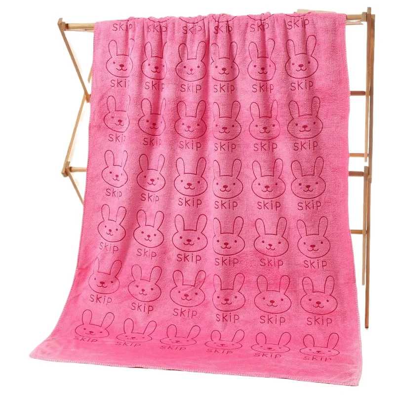 Toalla de baño de playa de gimnasio 100% algodón transpirable con estampado de hueso de dibujos animados absorbente suave de fibra ultrafina